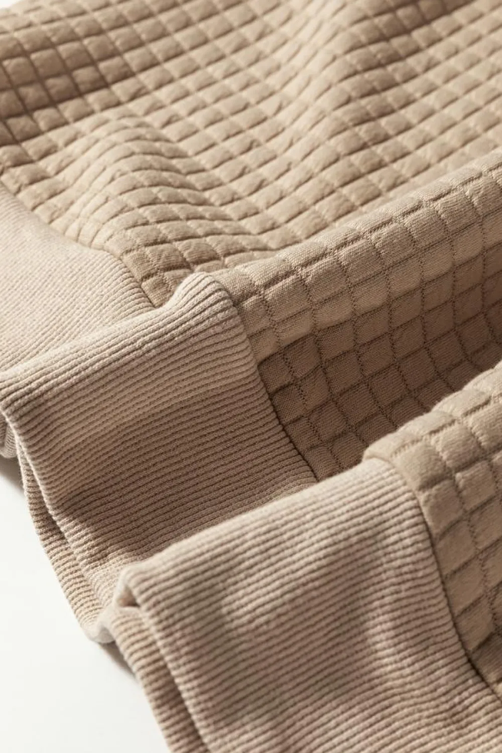 Best Dear-Lover Leopard Quilted Patchwork Crew Neck Sweatshirt Parchment