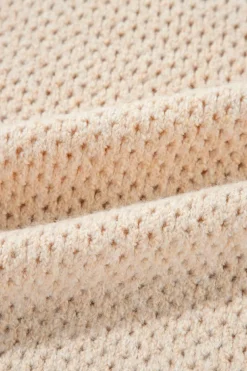 Discount Dear-Lover Loose Eyelet V Neck Drop Shoulder Sweater Parchment