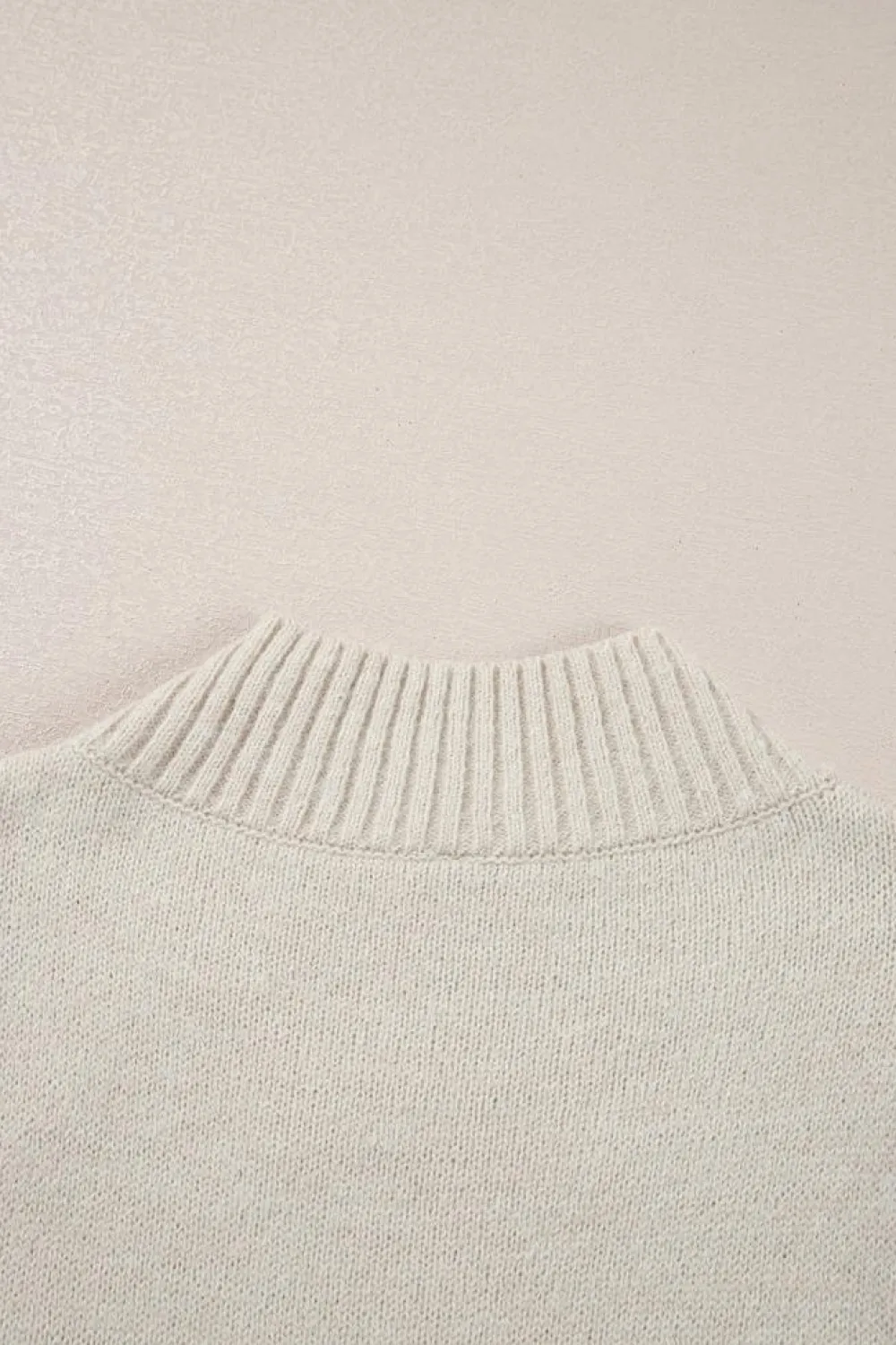 Online Dear-Lover Pearl Beaded High Neck Bodycon Sweater Dress Parchment