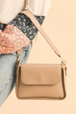 Outlet Dear-Lover PU Leather Flap Square Shoulder Bag Parchment