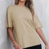 Hot Dear-Lover Raw Seam Patchwork Drop Shoulder Oversize T Shirt Parchment