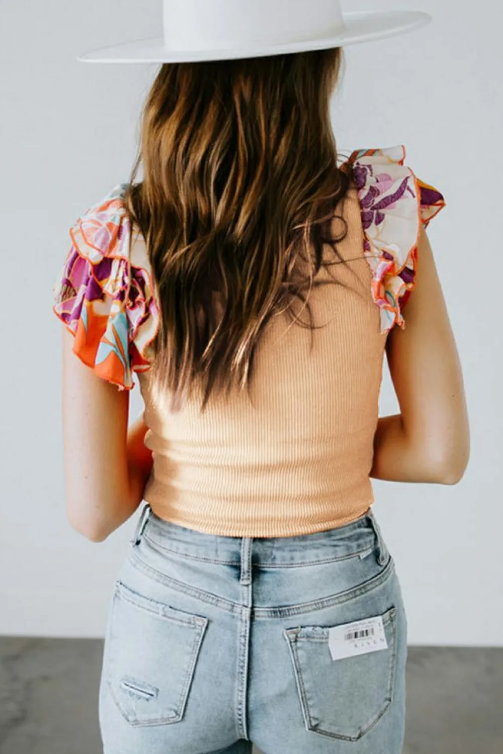 Discount Dear-Lover Ribbed Knit Tiered Ruffled Sleeve Bodysuit Parchment