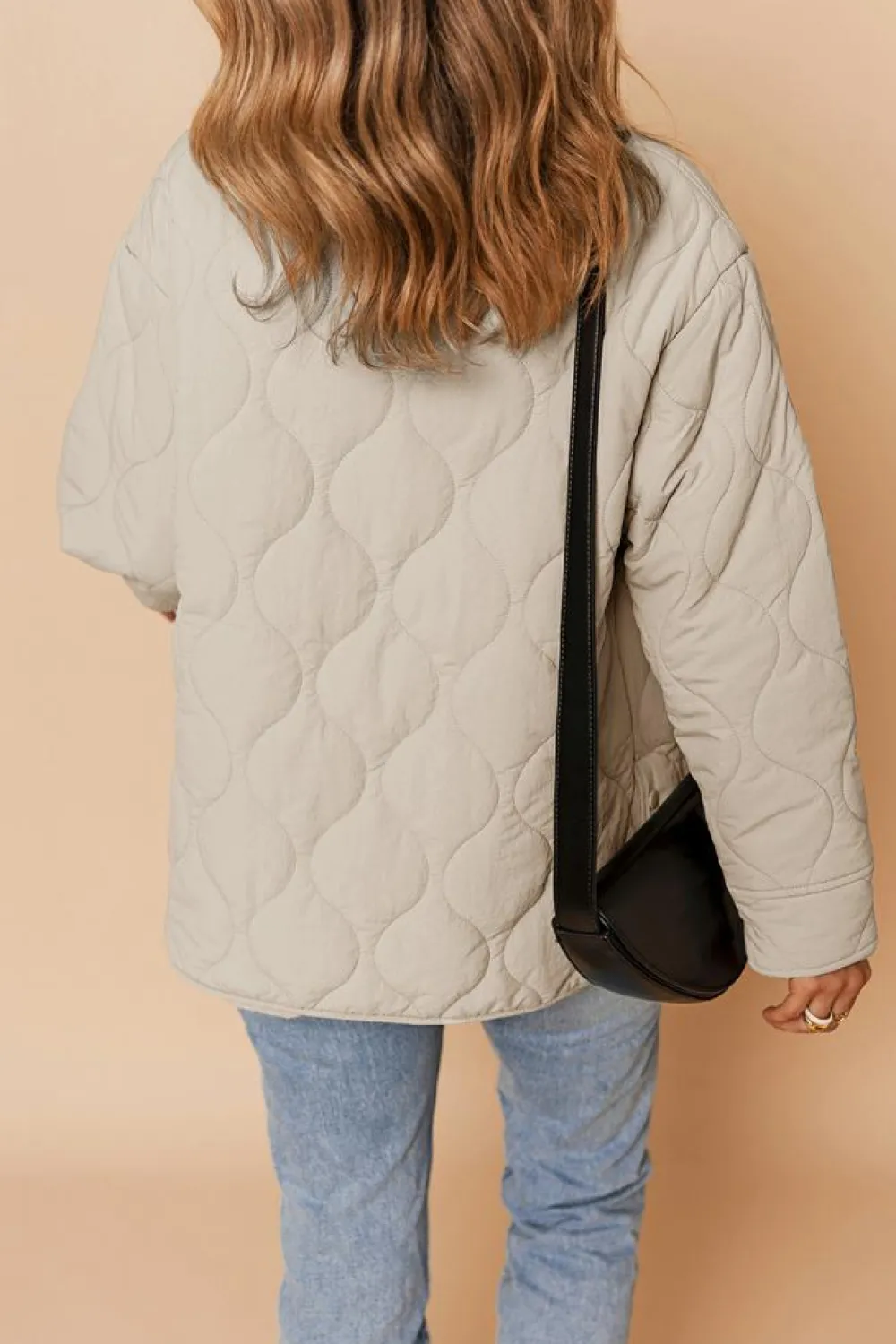 Discount Dear-Lover Snap Button Quilted Puffer Jacket Parchment
