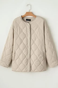 Discount Dear-Lover Snap Button Quilted Puffer Jacket Parchment