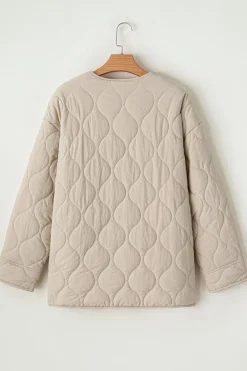 Discount Dear-Lover Snap Button Quilted Puffer Jacket Parchment