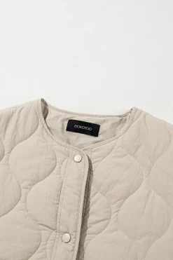 Discount Dear-Lover Snap Button Quilted Puffer Jacket Parchment