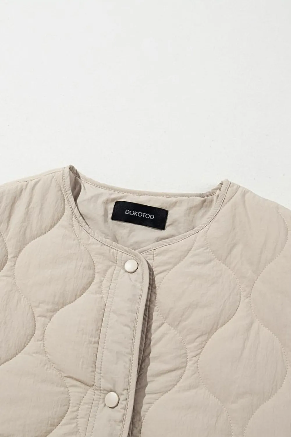 Discount Dear-Lover Snap Button Quilted Puffer Jacket Parchment