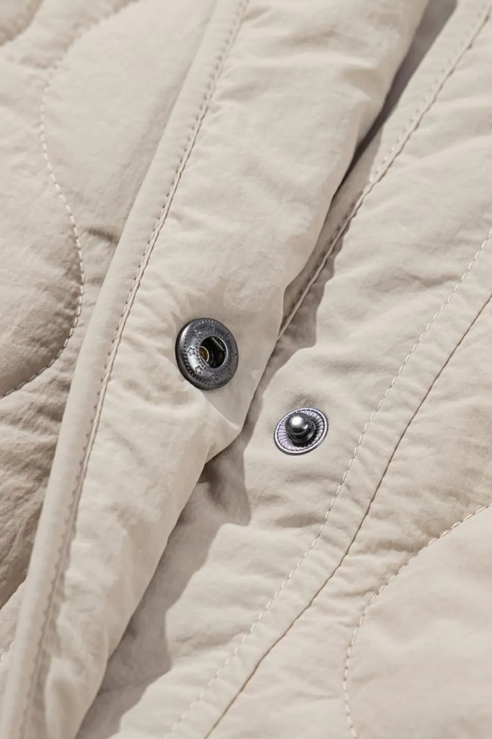 Discount Dear-Lover Snap Button Quilted Puffer Jacket Parchment