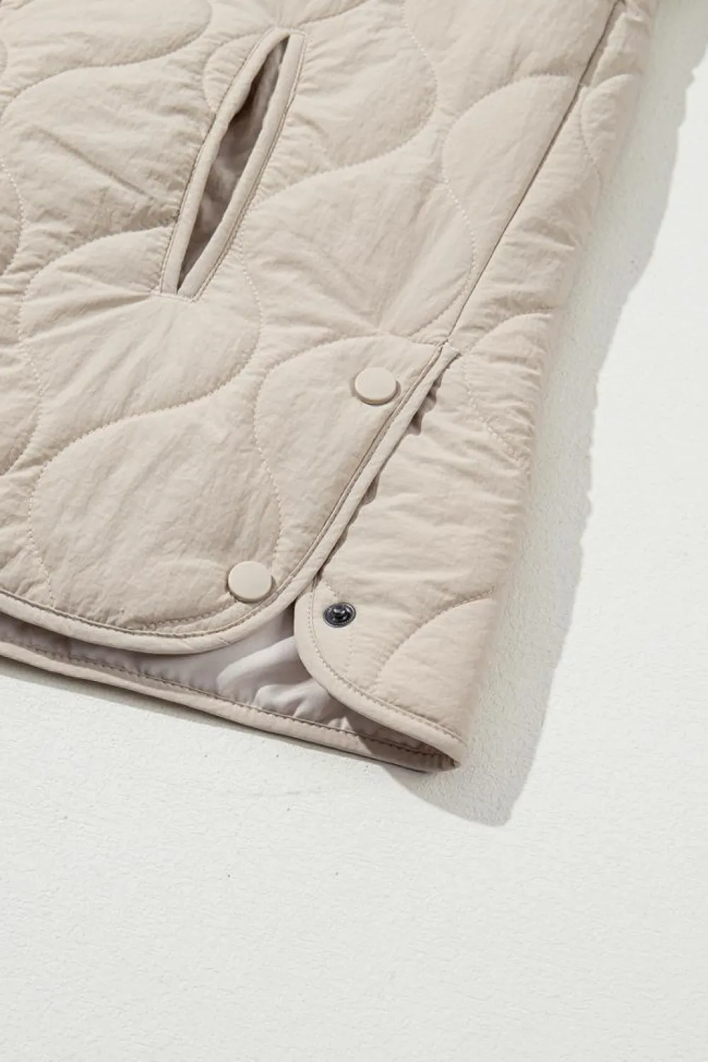 Discount Dear-Lover Snap Button Quilted Puffer Jacket Parchment