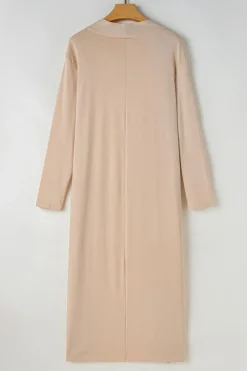 Online Dear-Lover Split Long Cardigan and Skinny Pants Lounge Set Parchment