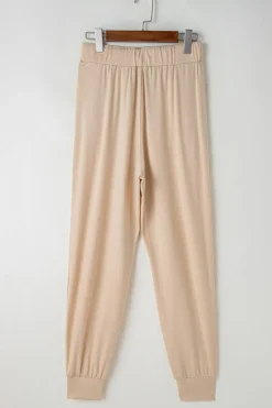 Online Dear-Lover Split Long Cardigan and Skinny Pants Lounge Set Parchment