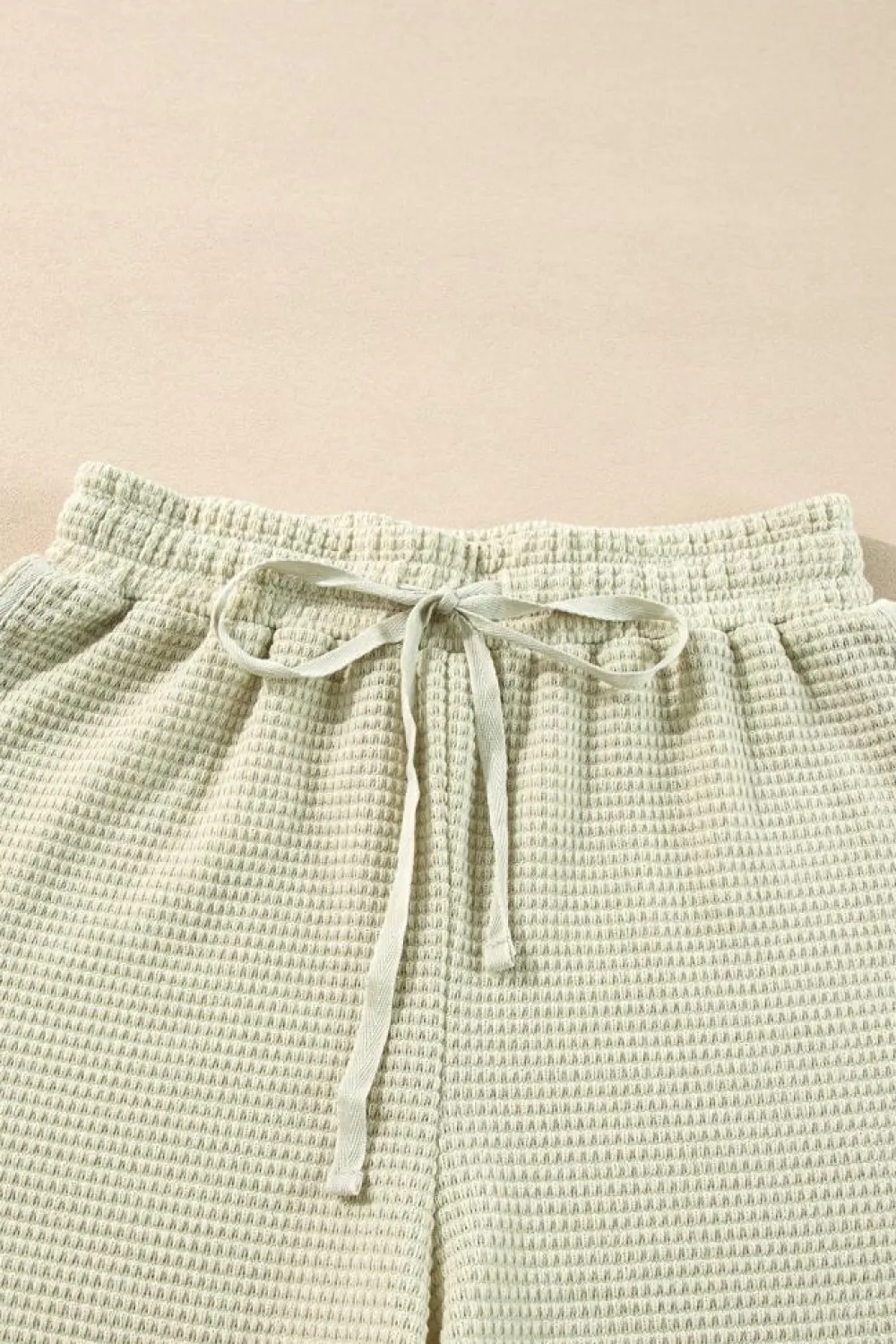 Sale Dear-Lover Textured Buttoned Long Sleeve Top 2 Piece Shorts Set Parchment