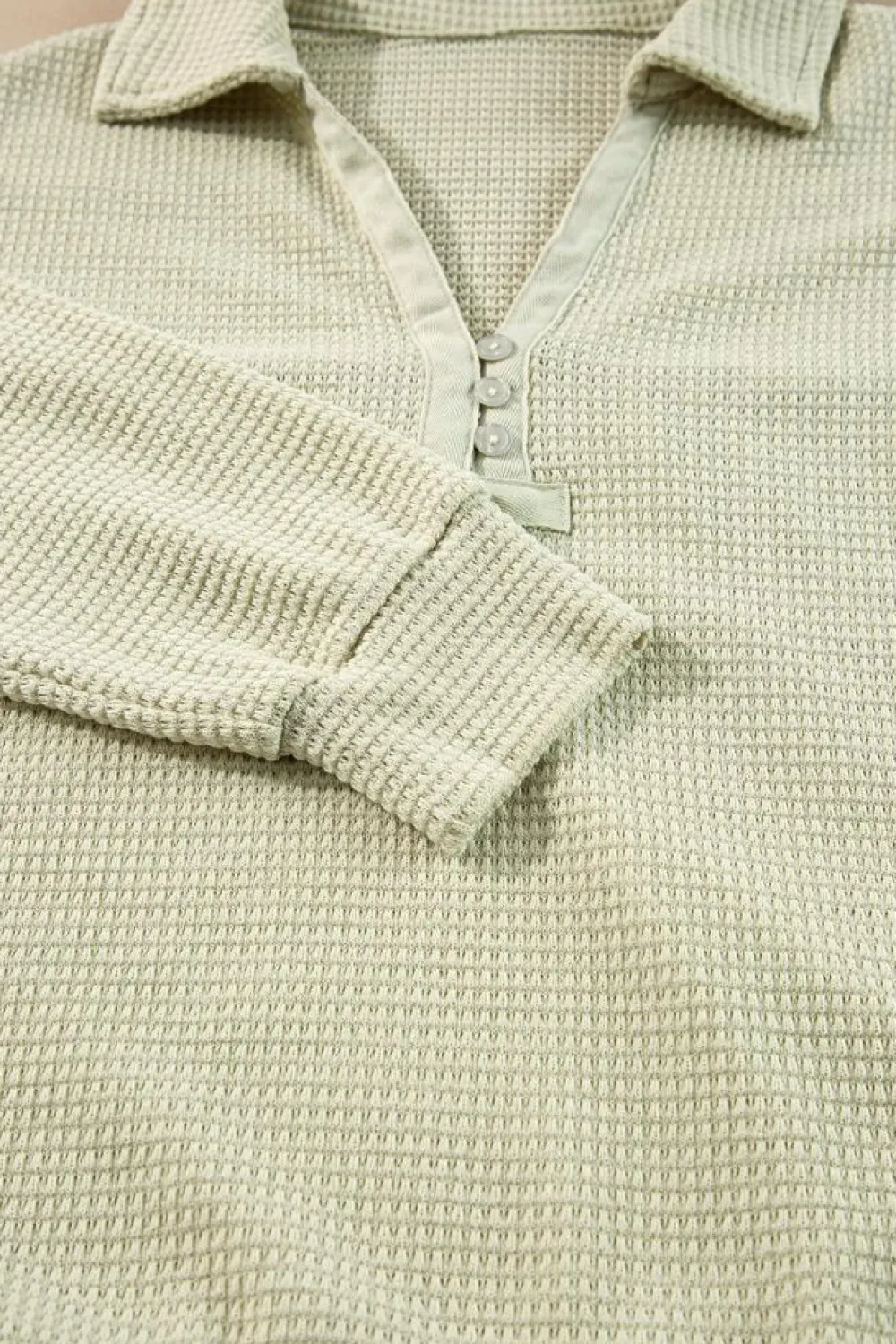 Sale Dear-Lover Textured Buttoned Long Sleeve Top 2 Piece Shorts Set Parchment