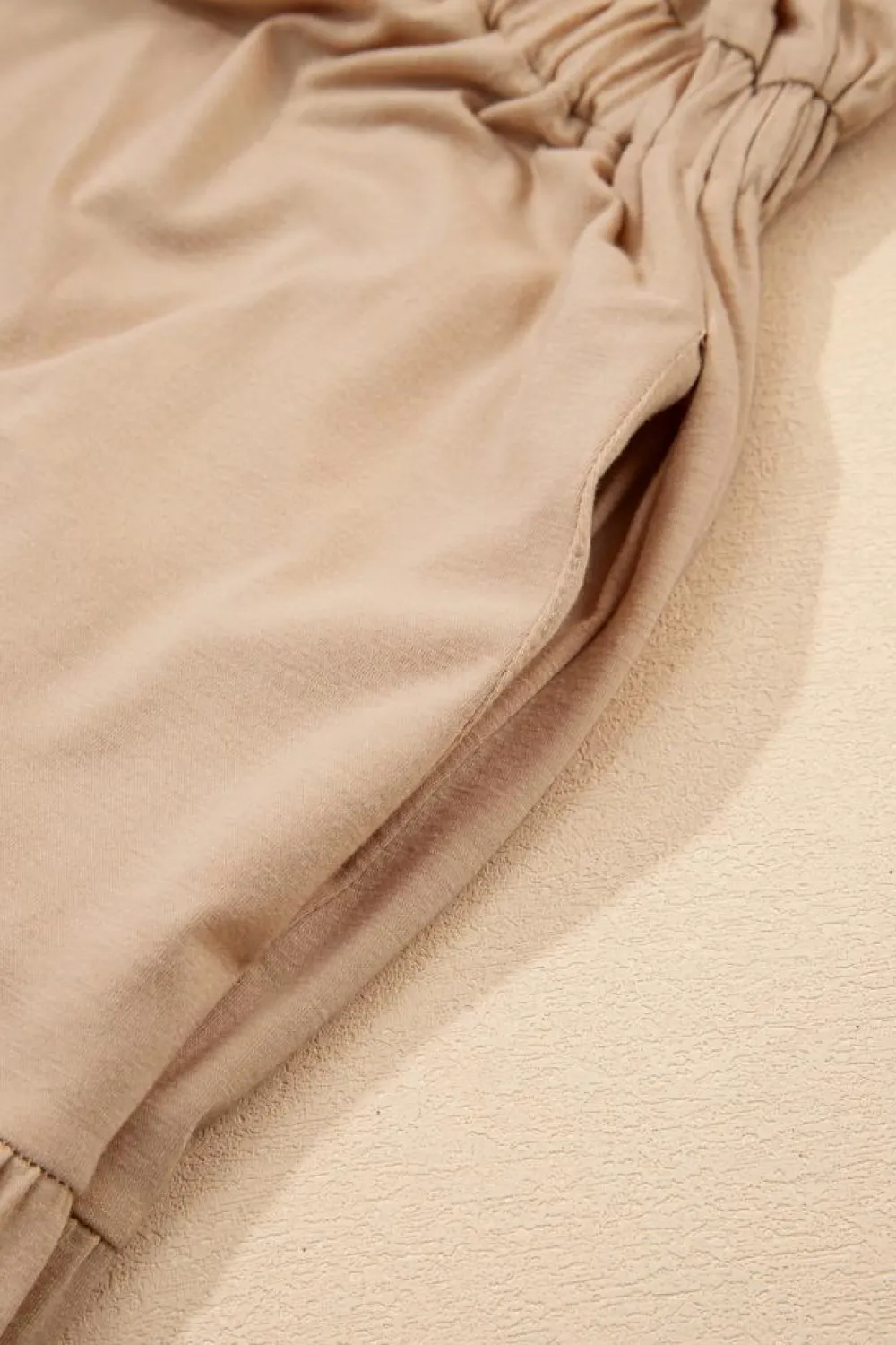 Clearance Dear-Lover Textured V Neck Flutter Sleeve Ruffled Maxi Dress Parchment