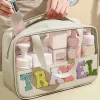 Fashion Dear-Lover TRAVEL Chenille Letter Clear PVC Makeup Bag Parchment