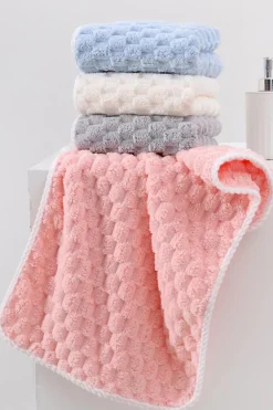 Online Dear-Lover Checkered Textured Thick Soft Bath Towel Peach Blossom