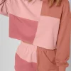 Online Dear-Lover Colorblock Patchwork Long Sleeve Shorts Outfit Peach Blossom