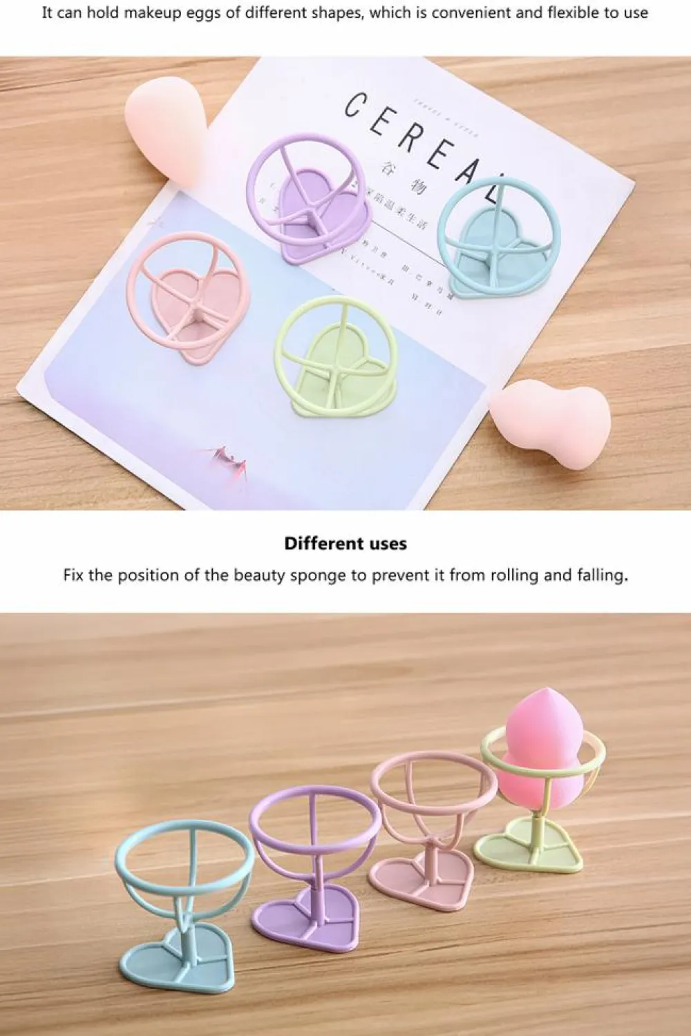 Fashion Dear-Lover Makeup Sponge PP Storage Rack Peach Blossom