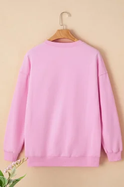 Fashion Dear-Lover Merry Every Thing Tinsel Slogan Sweatshirt Peach Blossom