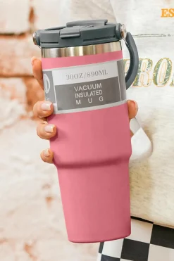 Fashion Dear-Lover Minimalist Insulated Vacuum Cup with Handle 30oz Peach Blossom