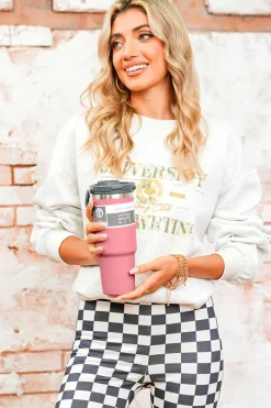 Fashion Dear-Lover Minimalist Insulated Vacuum Cup with Handle 30oz Peach Blossom