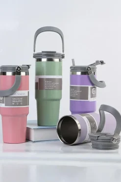Fashion Dear-Lover Minimalist Insulated Vacuum Cup with Handle 30oz Peach Blossom