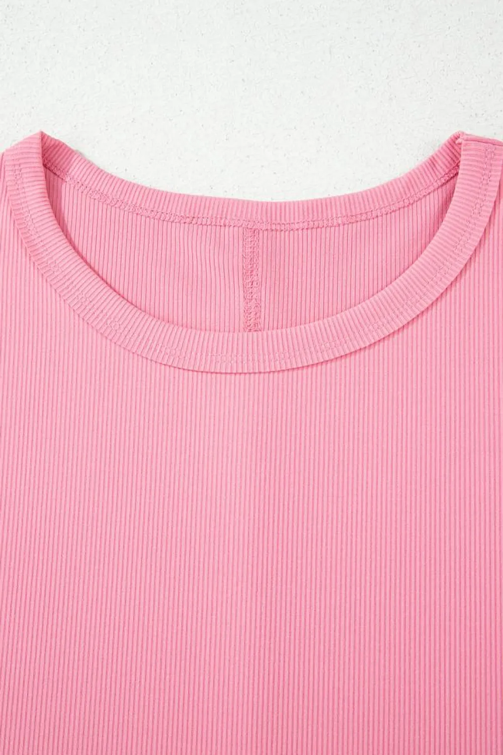 New Dear-Lover Subtle Ribbed Short Sleeve Babydoll Top Peach Blossom