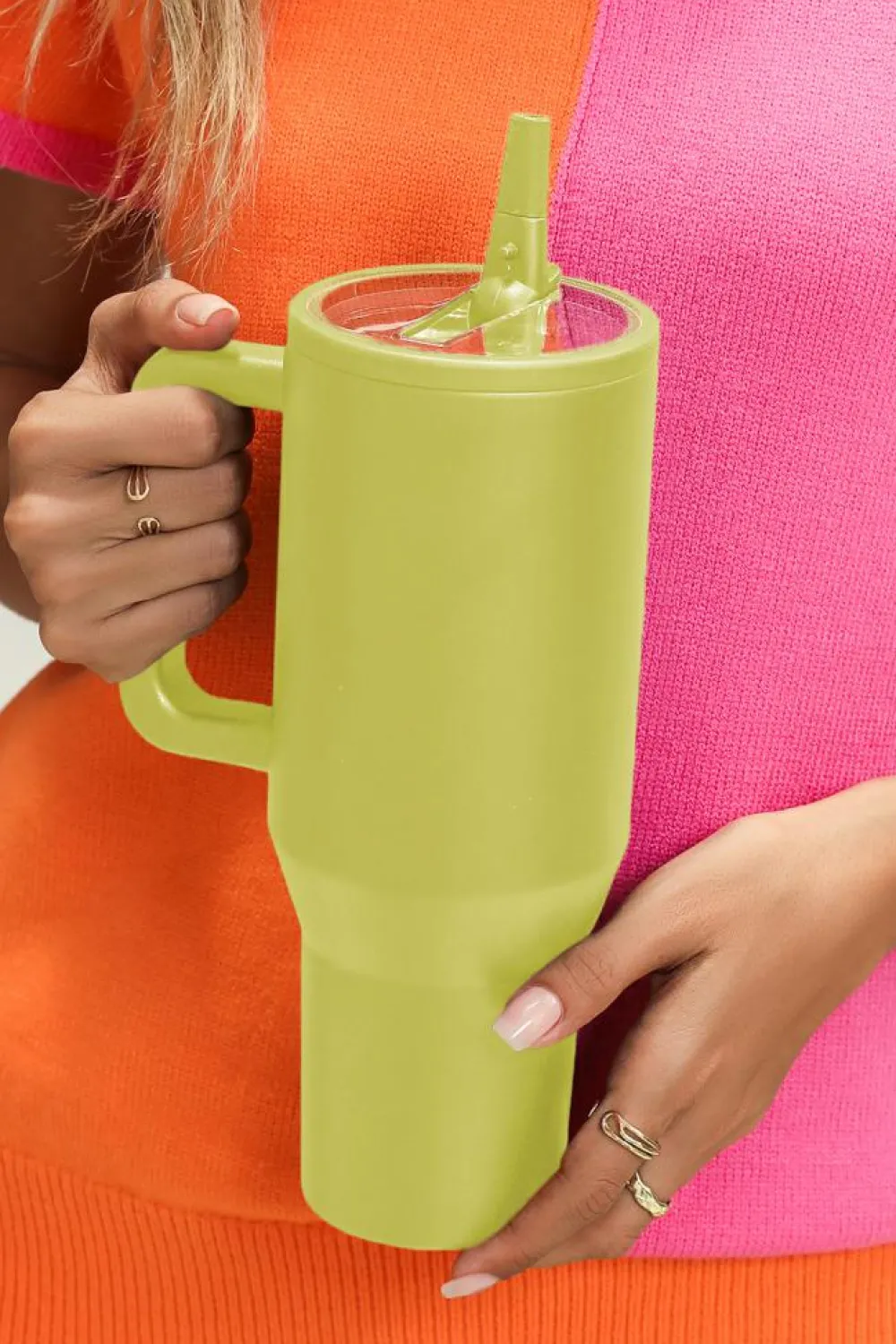 Outlet Dear-Lover Frosted Stainless Handle Large Vacuum Cup with Straw 40oz Pear Green