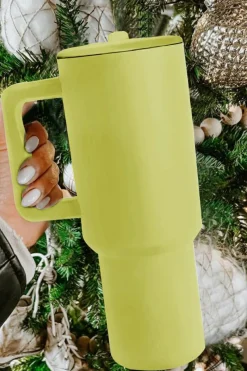 Outlet Dear-Lover Frosted Stainless Handle Large Vacuum Cup with Straw 40oz Pear Green