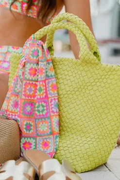 Hot Dear-Lover Woven Hand Bag with Pouch Pear Green