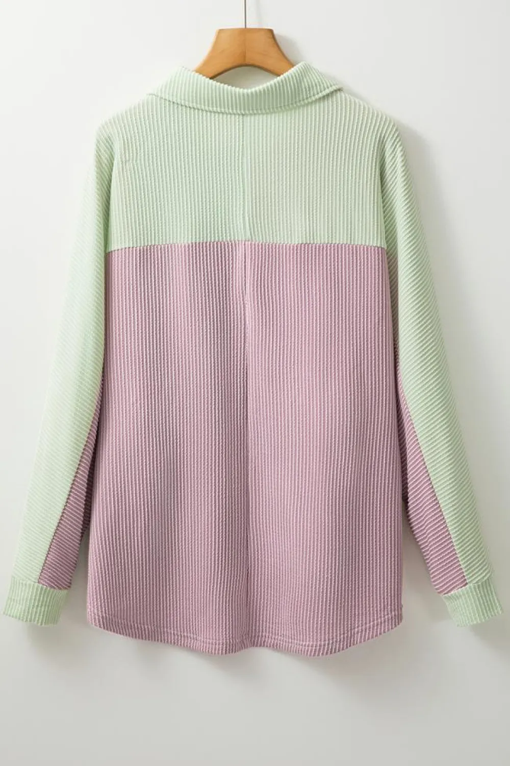 Best Dear-Lover Color Block Corded Buttoned Oversized Shacket Phalaenopsis