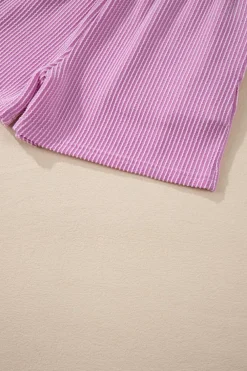 Sale Dear-Lover Corded Knit Long Sleeve Top and High Waist Shorts Set Phalaenopsis
