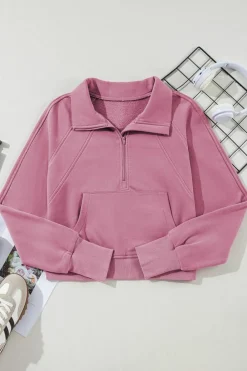 Outlet Dear-Lover Fleece Lined Zip Up Stand Collar Thumbhole Sleeve Sweatshirt Phalaenopsis