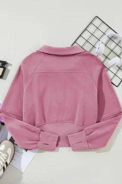 Outlet Dear-Lover Fleece Lined Zip Up Stand Collar Thumbhole Sleeve Sweatshirt Phalaenopsis