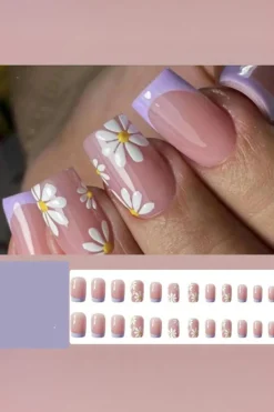 Online Dear-Lover 24pcs Flower French Tip Square Nail Stickers Phalaenopsis