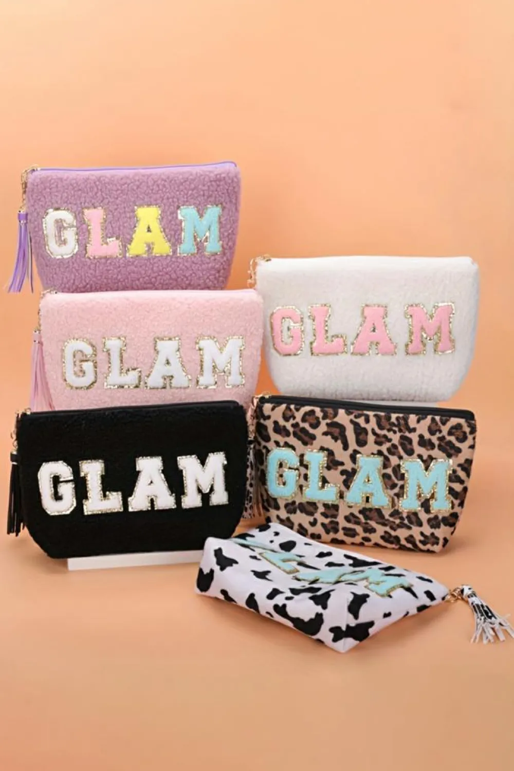 Outlet Dear-Lover Sparkle Letter Pattern Tassel Zipper Makeup Bag Phalaenopsis