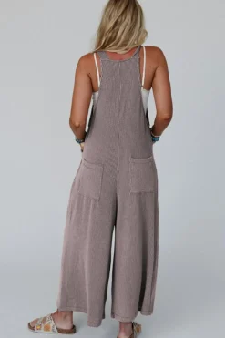 Clearance Dear-Lover Corded Adjustable Straps Wide Leg Loose Overall Philippine Gray