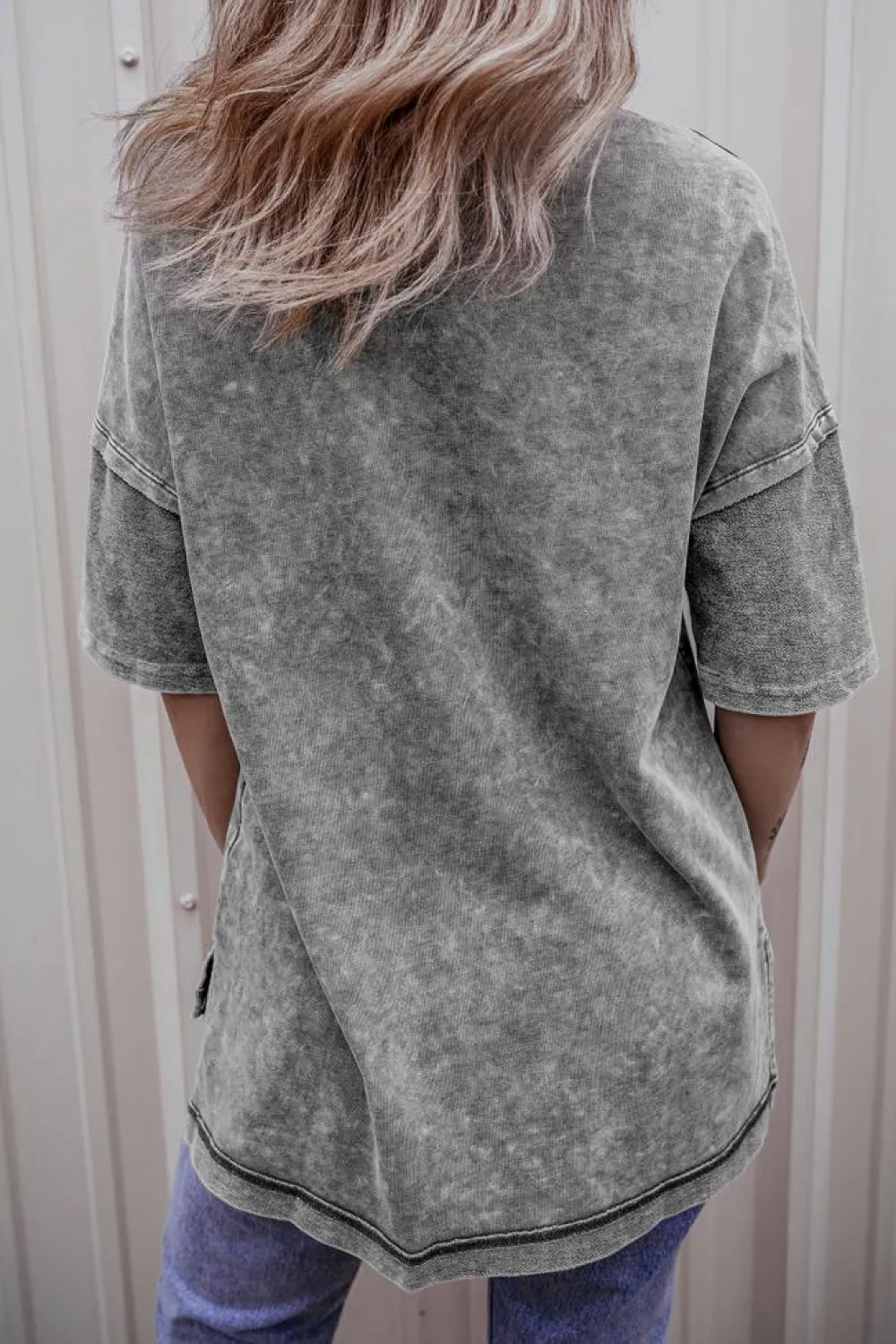 Best Dear-Lover MAMA Daisy Flower Graphic Mineral Wash Drop Shoulder Vintage Tee Philippine Gray