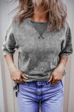 Online Dear-Lover Mineral Wash Exposed Seam Drop Shoulder Oversized Tee Philippine Gray