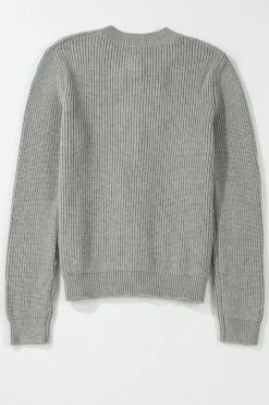 Hot Dear-Lover Ribbed Knit Bow Front Buttoned Cardigan Philippine Gray