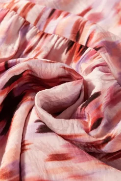 New Dear-Lover Abstract Watercolor Tie Dye Tiered Maxi Skirt Pink