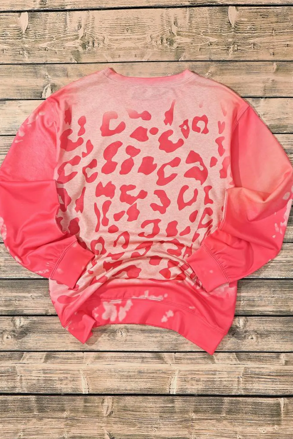 Fashion Dear-Lover Bleached Cheetah Print Sweatshirt Pink