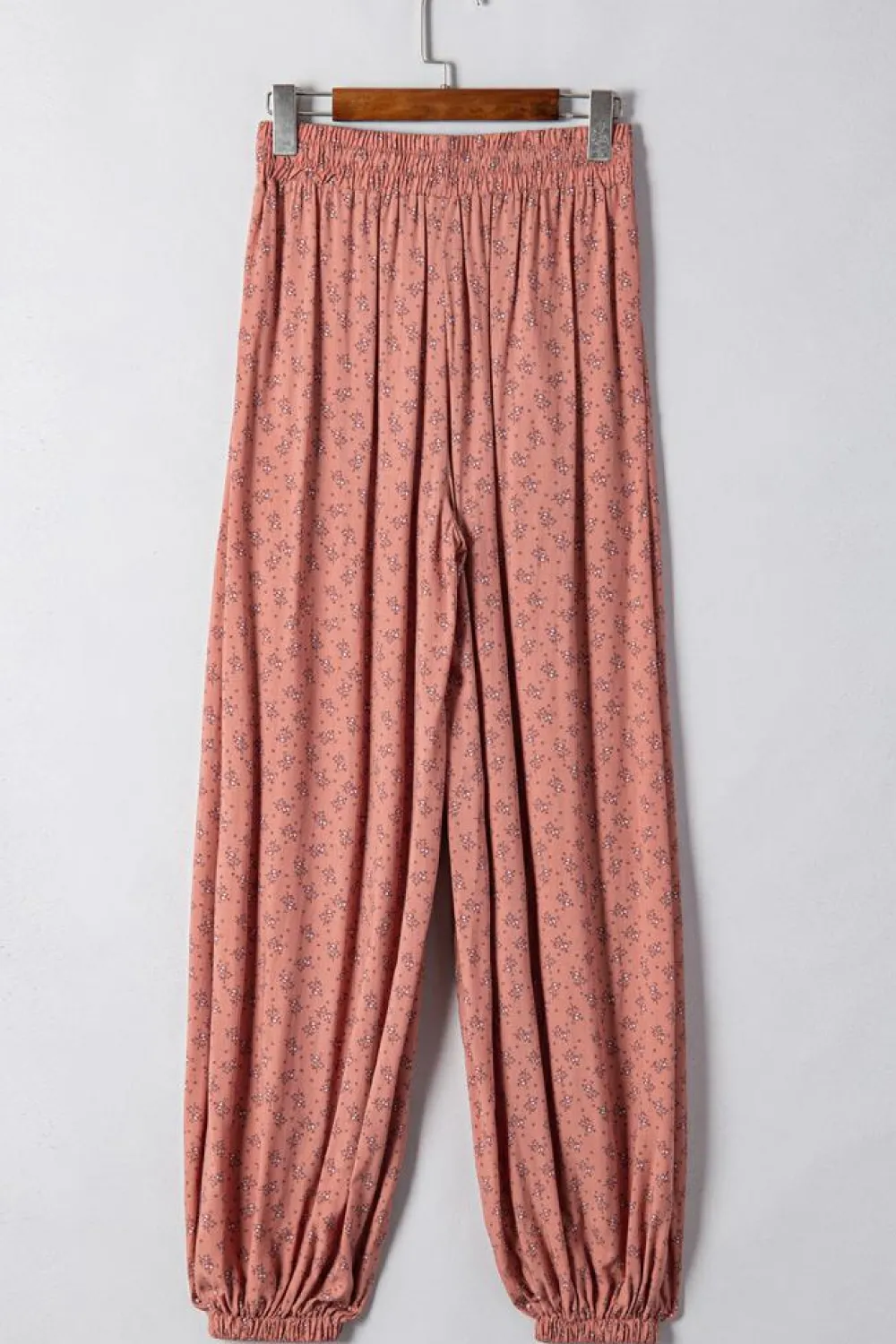 Clearance Dear-Lover Boho Floral Printed Wide Leg Jogger Pants Pink
