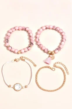 Discount Dear-Lover Boho Style Beaded Multi Layer Bracelet Set Pink