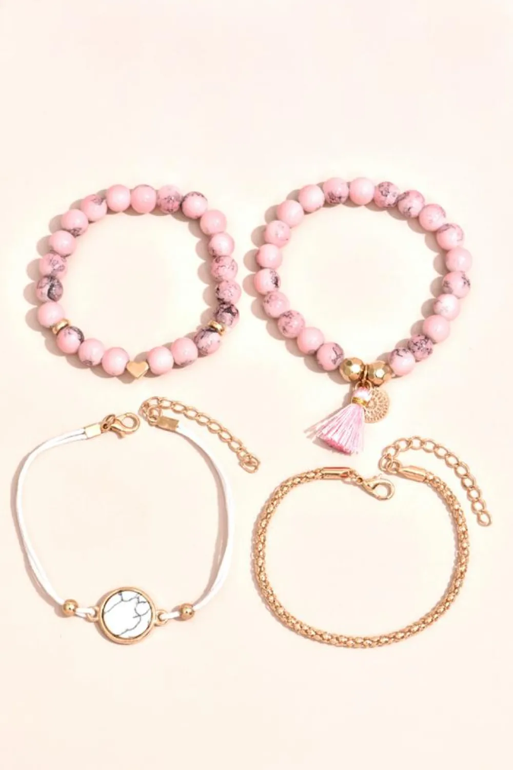 Discount Dear-Lover Boho Style Beaded Multi Layer Bracelet Set Pink