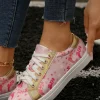 Online Dear-Lover Boots Print PU Leather Lace-up Shoes Pink