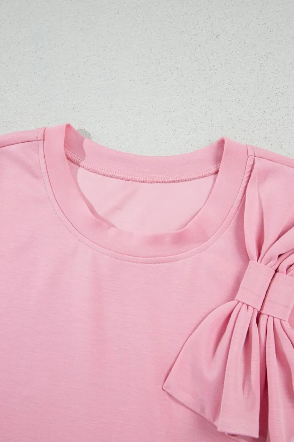 Outlet Dear-Lover Bow Applique Half Sleeve T-shirt Pink