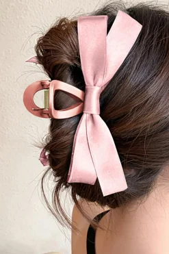 Sale Dear-Lover Bow Decor Large Hair Claw Clip Pink