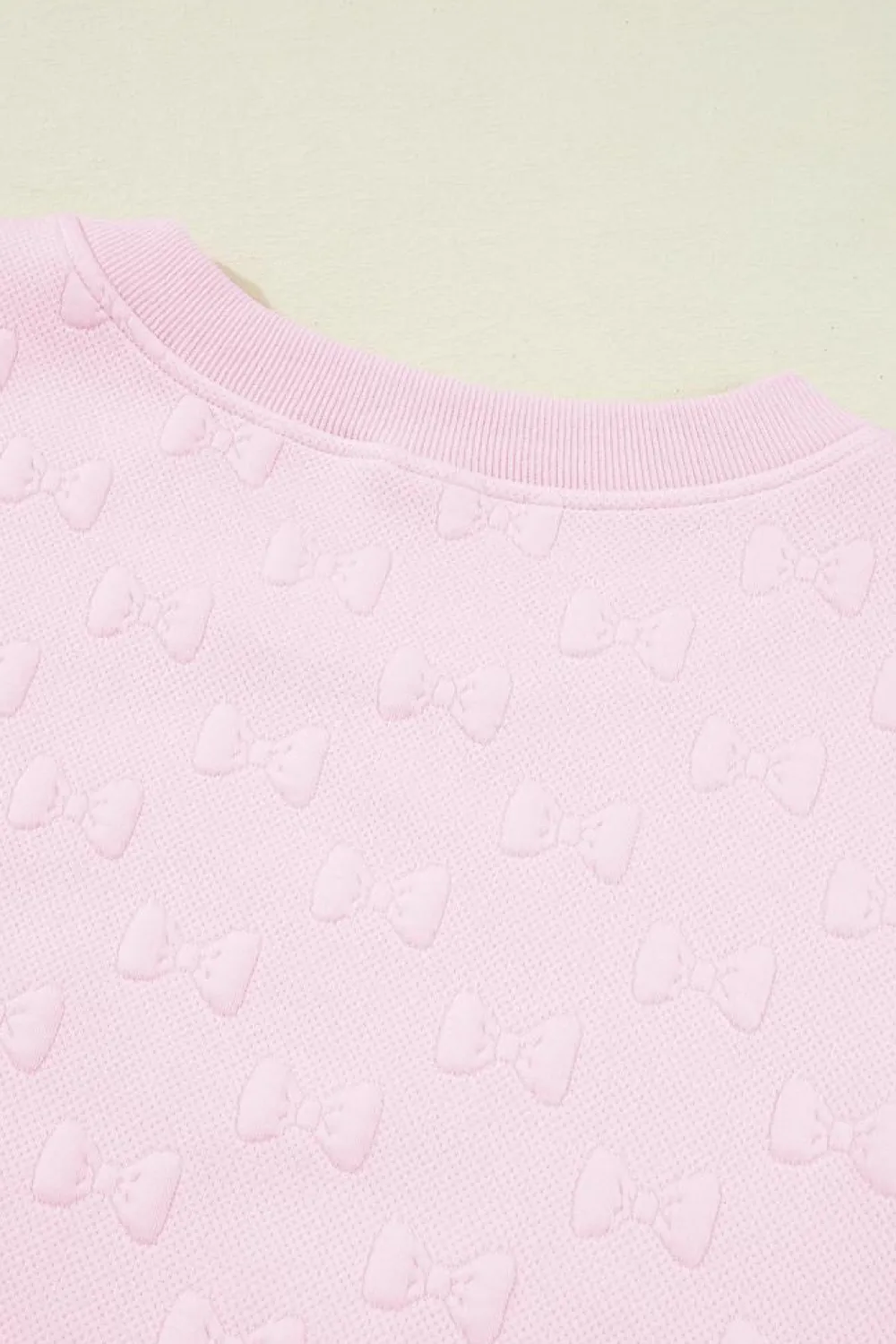 New Dear-Lover Bow Jacquard Ruffle Sleeve Short 2pcs Outfit Pink