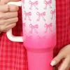 Hot Dear-Lover Bow Knot Gradient Color Print Large Vacuum Cup Pink